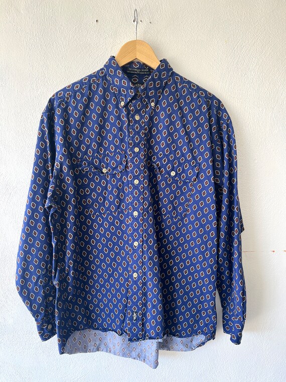 Women's Vintage Paisley Print Casual Short Sleeves Denim Shirt