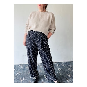 90s Polka Dot Trousers (XXL) - Plus Size Vintage Easy Pants - Black and White Polka Dot Pants - Size 22 Vintage Trousers