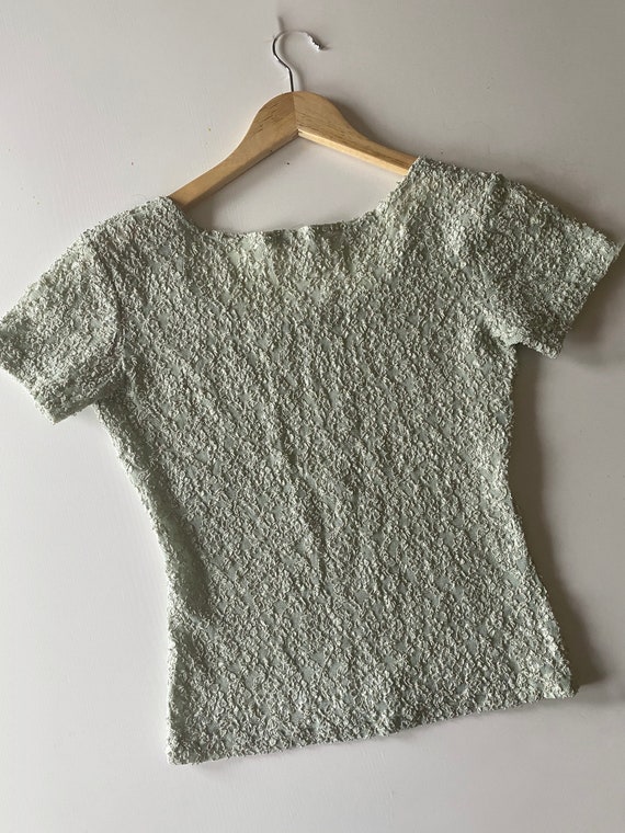 90s Lace Baby Tee - Vintage Rampage Green Lace To… - image 6