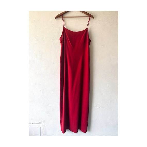 90s Red Silk Dress - Silk Slip Dress - Vintage Sl… - image 2