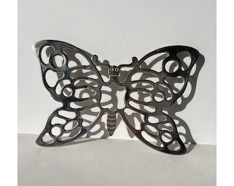 Vintage Metal Butterfly Trivet - Cutout Hot Plate Trivet - Metal Butterfly Decor