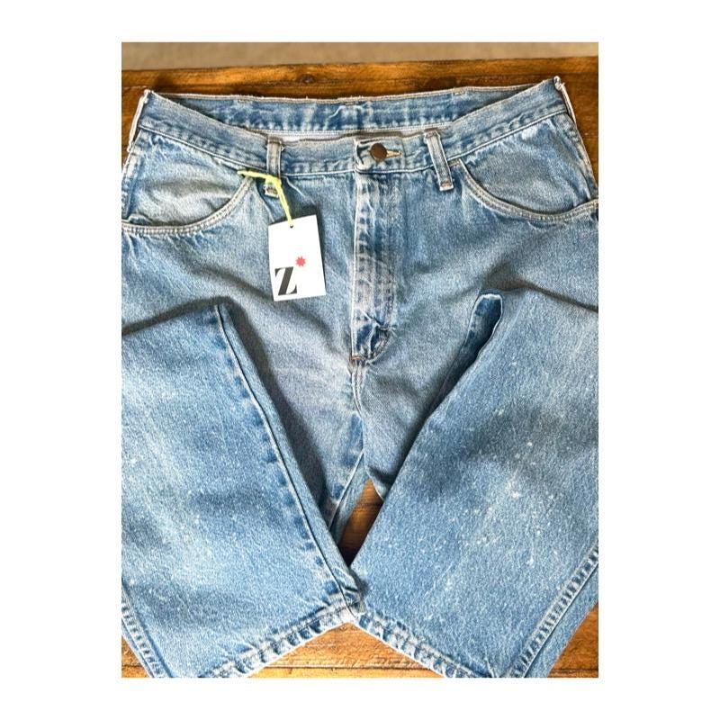 Vintage Rustler Jeans, Distressed Jeans, Medium Wash Rustler Denim, 33" WaistVintage Jeans, Made in the USA