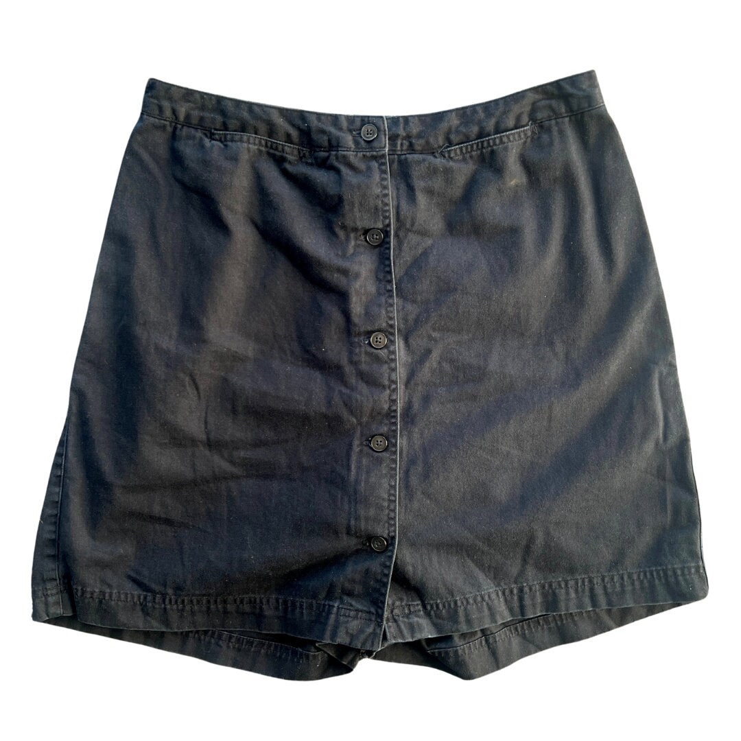 90s Black Velvet Mini Skort