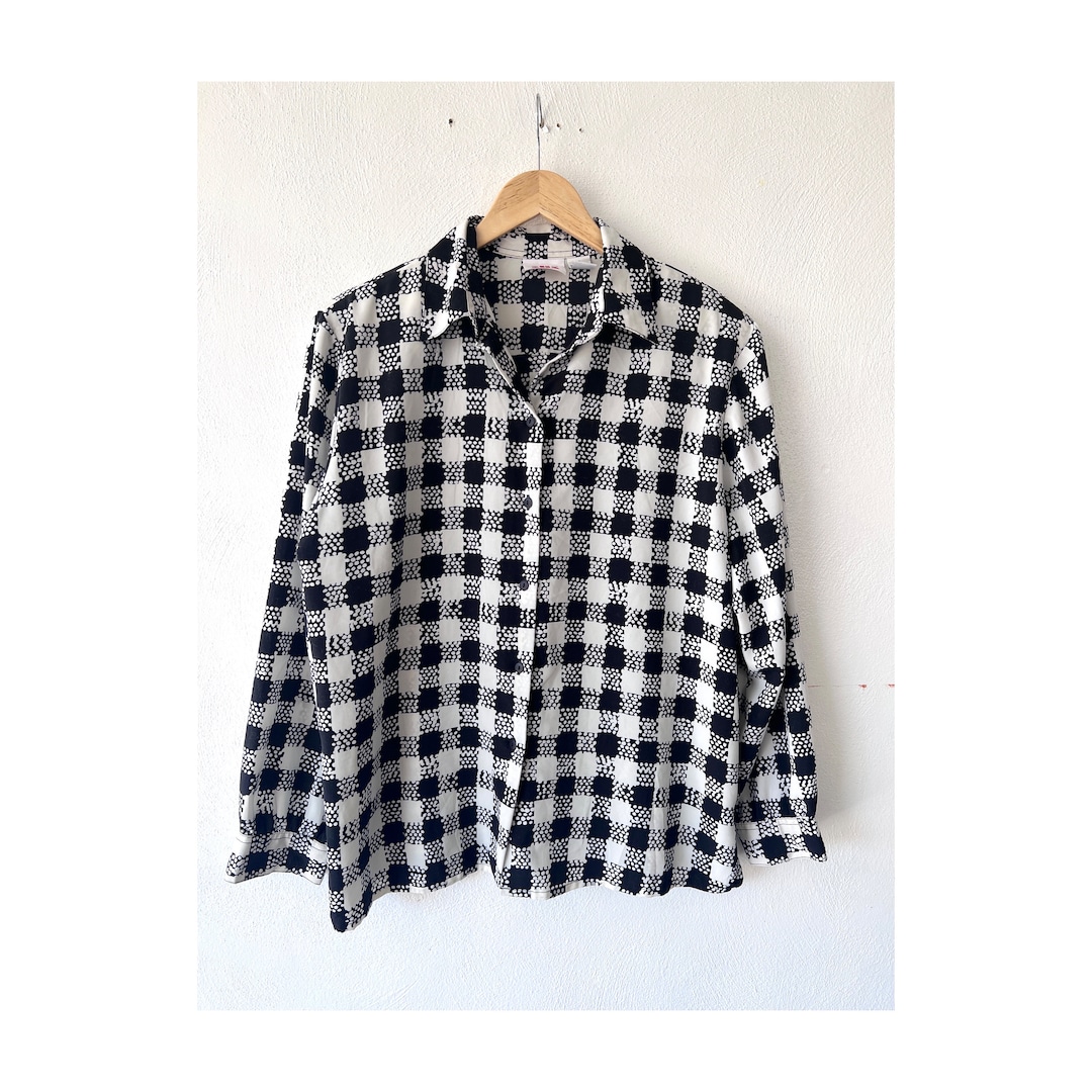 Retro Literary And Casual Check Print Blouse