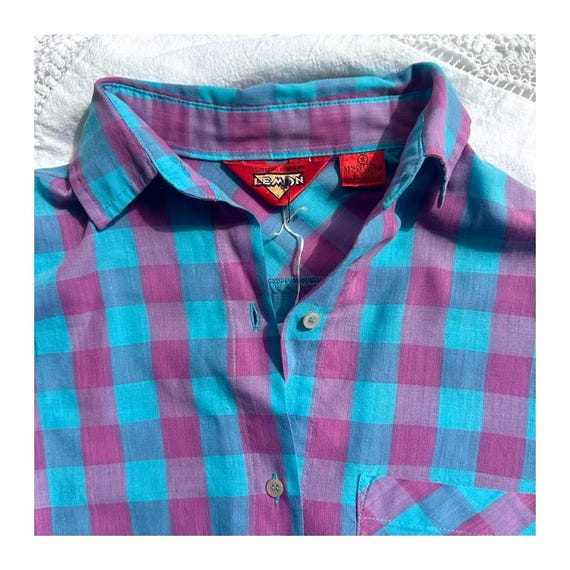 Vintage Collared Checked Button Up-Long Sleeve Sh… - image 6