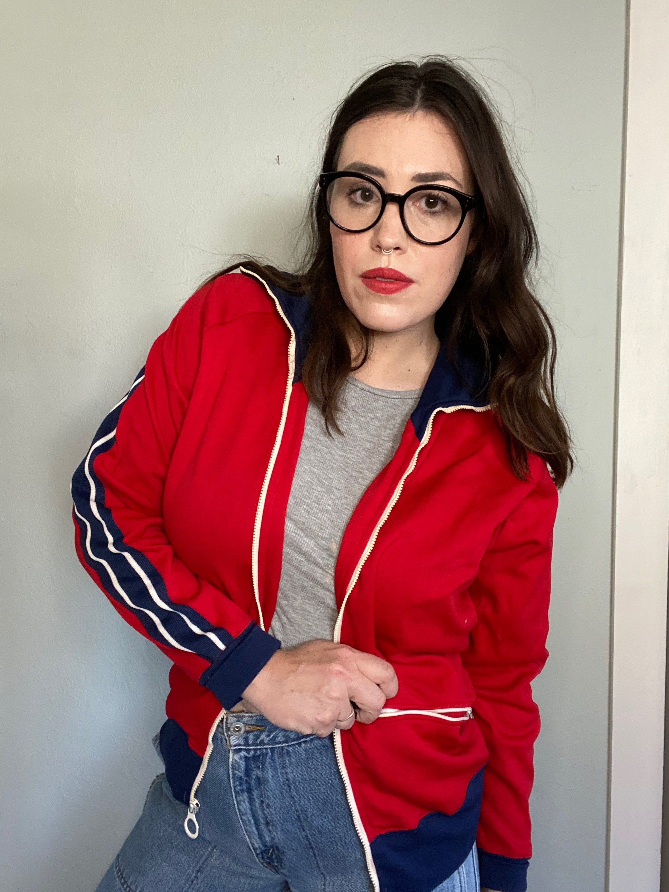 60's/70's Knitted Jogger Zip Up Track Jacket by White Stag Speedo main image 1