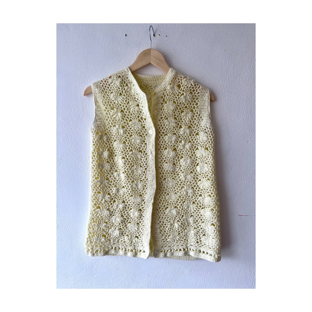 70s Crochet Vest Open Knit Vest Vintage Knit Vest Sweater Vest - Etsy