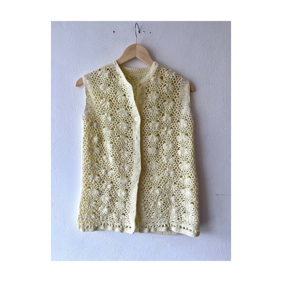 70s Crochet Vest - Open Knit Vest - Vintage Knit V