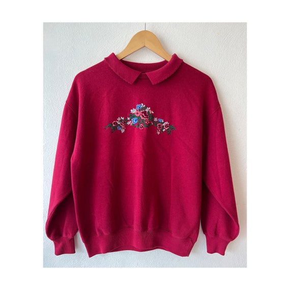 Embroidered 90s Grandma Sweatshirt - Floral Sweat… - image 2