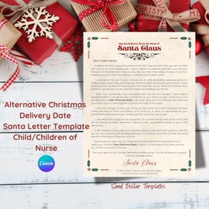 Carta a Papá Noel / Fecha alternativa para Navidad / Papá enfermero / Mamá enfermera / Autoedición y personalización / Canva