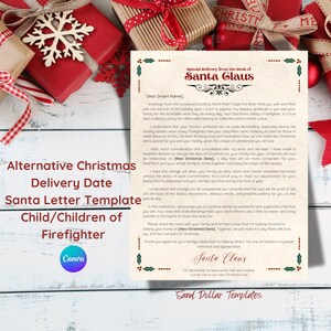 Carta a Papá Noel / Fecha alternativa para Navidad / Papá bombero / Mamá bombero / Autoedición y personalización / Canva