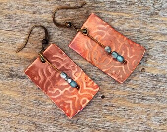 Copper and bead Earrings