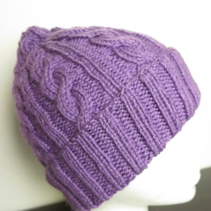 Purple Cable Knit Hat