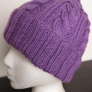 Purple Cable Knit Hat image 2