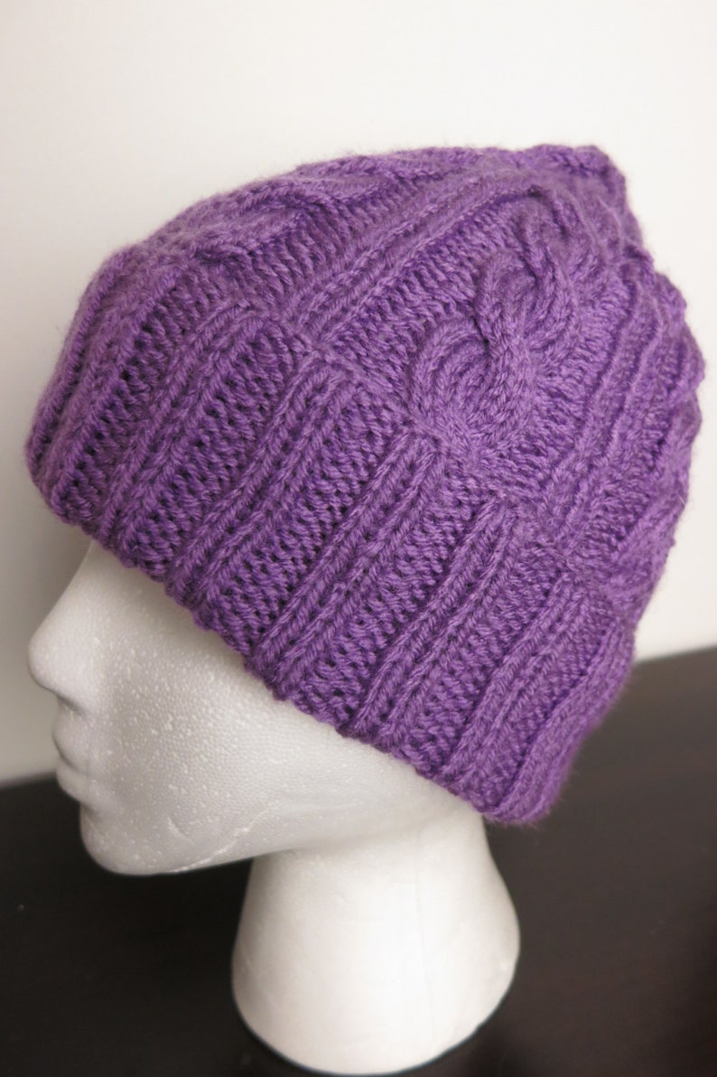 Purple Cable Knit Hat image 2