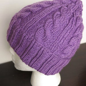 Purple Cable Knit Hat image 3