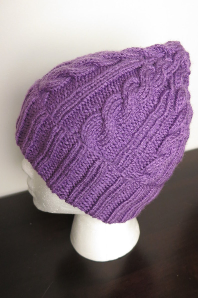 Purple Cable Knit Hat image 3