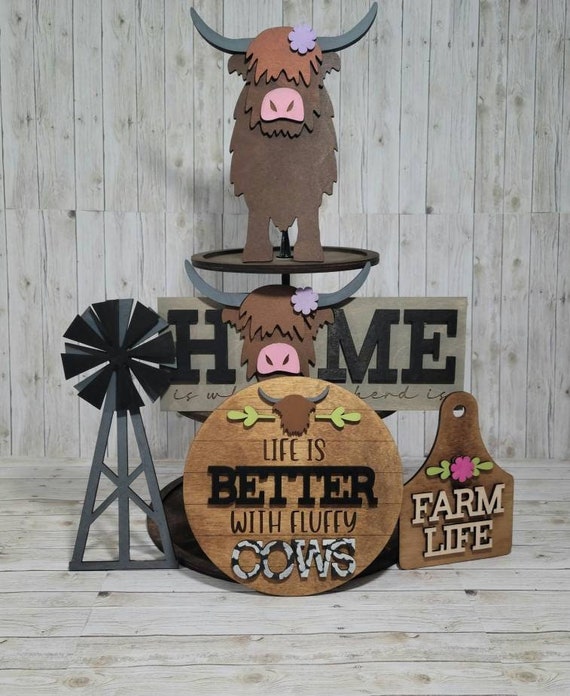 Highland Cow Sign: Laser Cut Wood Farmhouse Decor