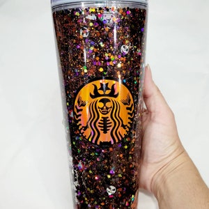 Handmade Halloween Starbucks Snowglobe Tumbler: Glitter Venti Cup
