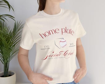Home Plate Social Club Tee, Casual Graphic Tee, Vintage Sports T-Shirt, Gift for Baseball mom