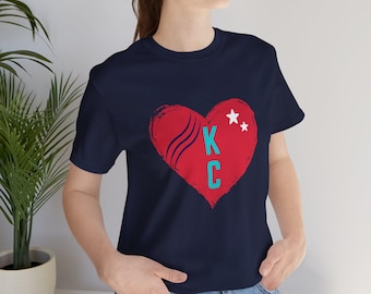KC Heart, KC-shirt: Kansas City voetbal damesvoetbal met ronde hals