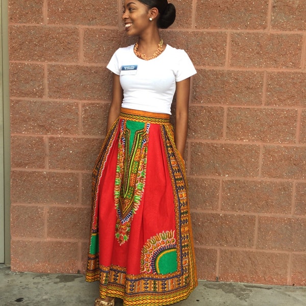 African Print Maxi Skirt with pockets-African skirt for women-Ankara skirt-Dashiki Skirt-Maxi-African clothing for women-
