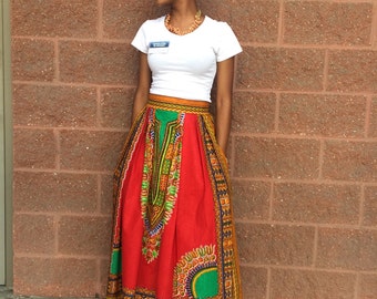 African Print Maxi Skirt with pockets-African skirt for women-Ankara skirt-Dashiki Skirt-Maxi-African clothing for women-