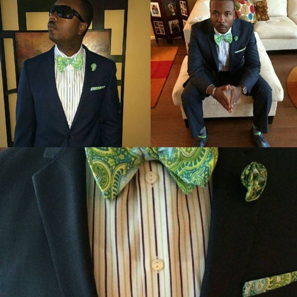 Custom Bowtie set- Bowtie-mens wear-formal wear-any color-bow tie set-Bow tie-tie set-gift for dad-gift for him-bowtie and hanky
