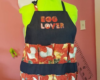 Egg gathering Apron-Egg Apron-embroidered Apron-Custom Apron-Apron-Farm Apron-Gift-Egg collecting Apron-Embroidery-personalized