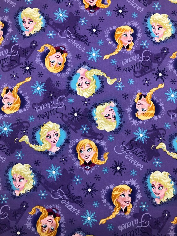 100% Cotton Anna & Elsa Disney Frozen Sisters Forever Fabric 