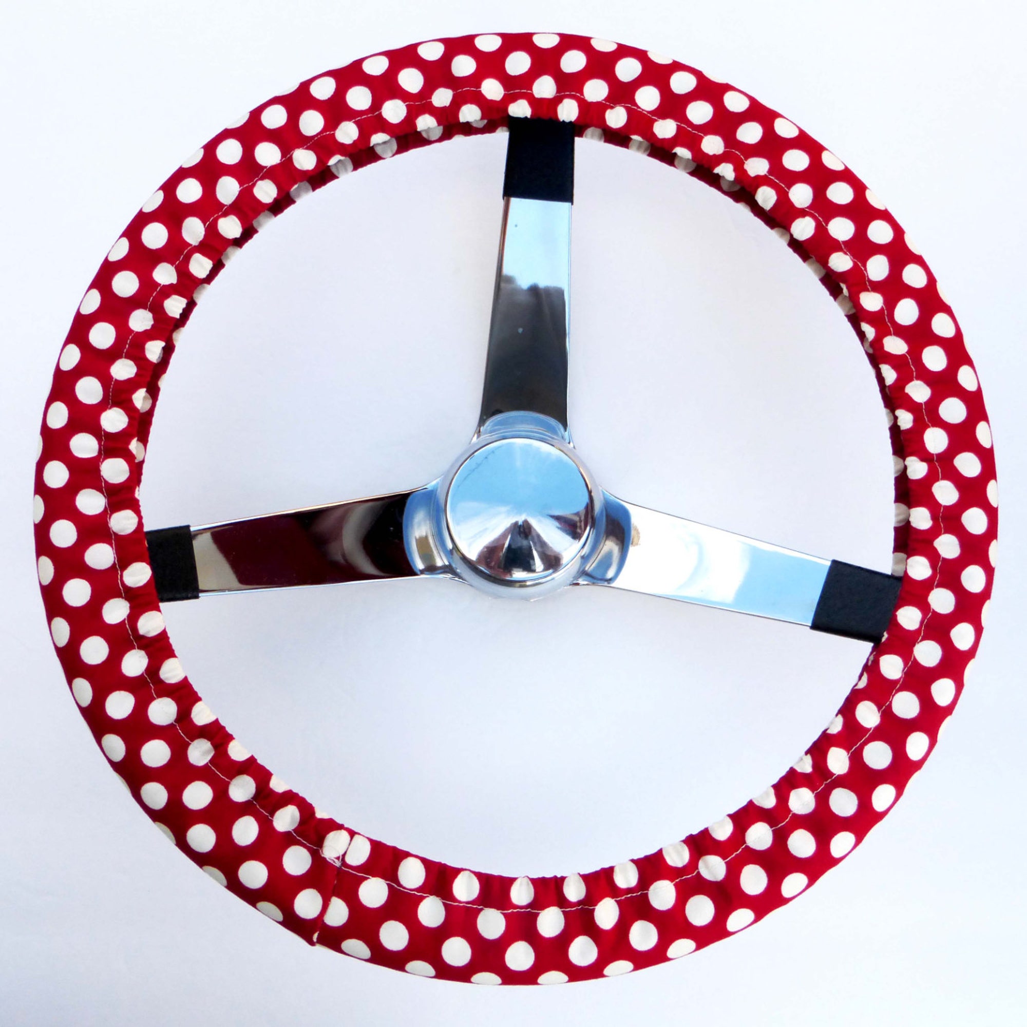 Rockabilly Red and White Polka Dots Steering Wheel Cover