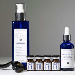 Hair Growth Set - regrowth serum shampoo treatment scalp men women hairless loss prevention oil free soap tonic derma roller micro needle