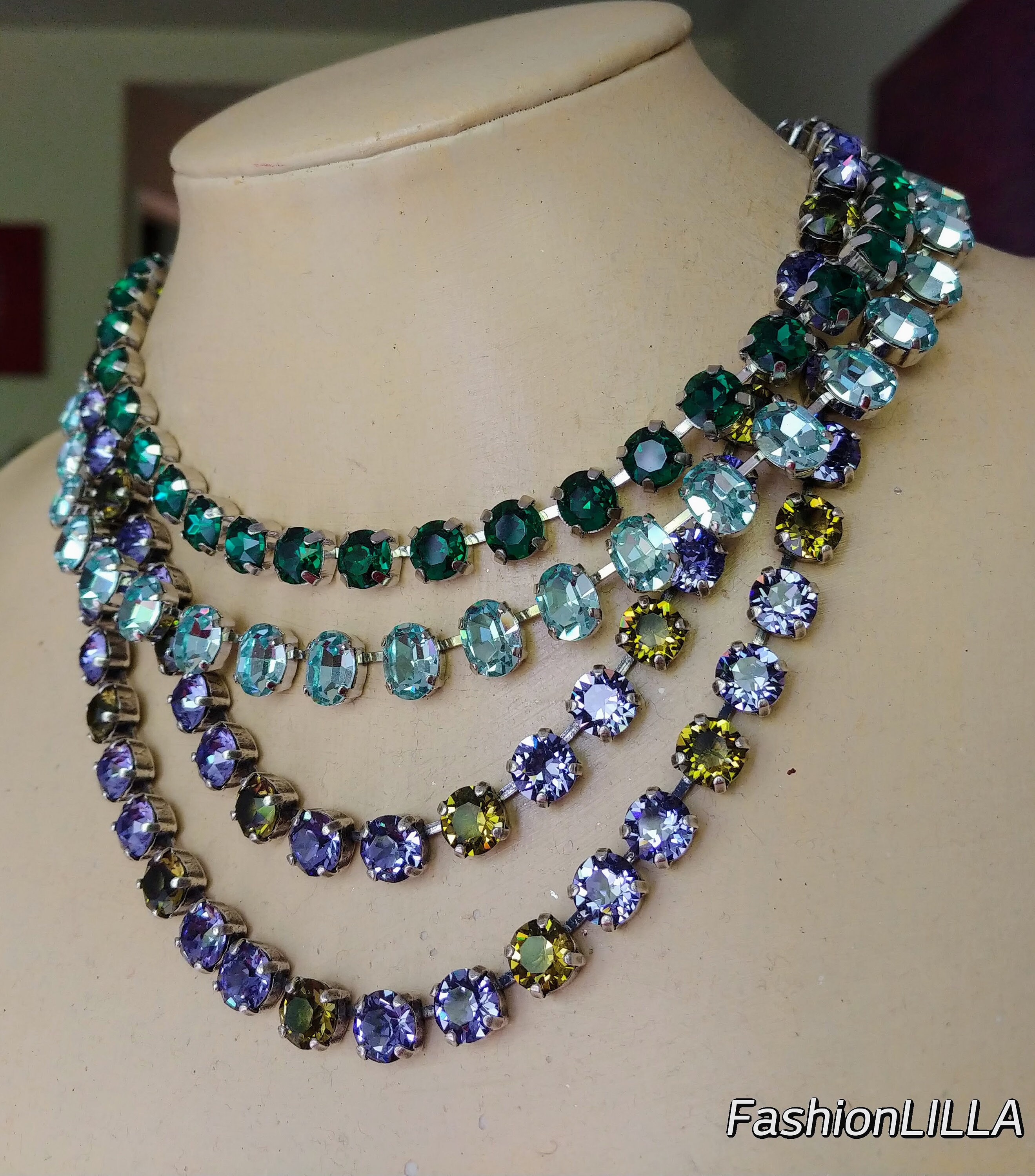 Aquamarine anna wintour necklacetanzanite Swarovski crystal | Etsy