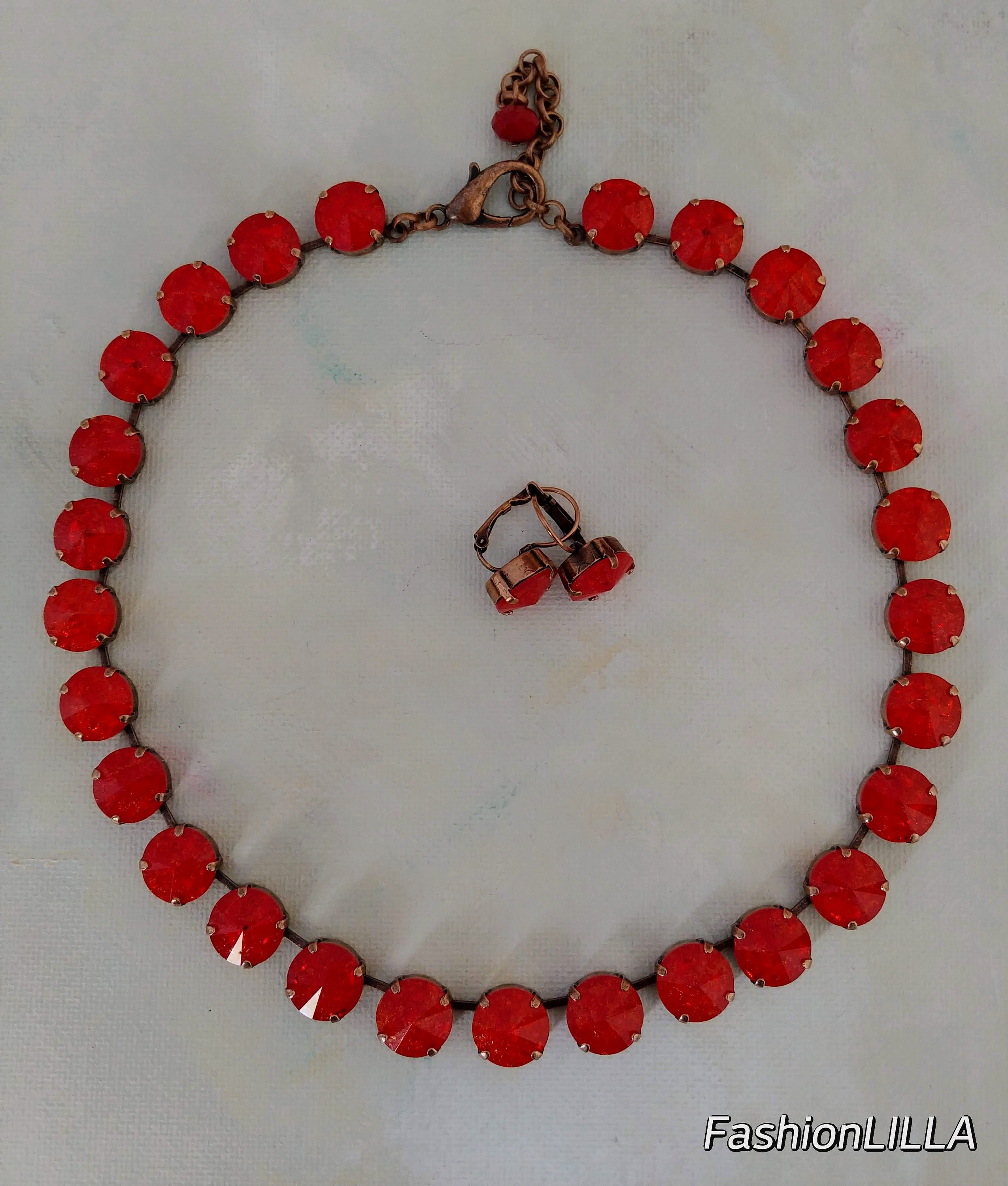 Red Necklace and Earring Setanna Wintour Necklacevalentine - Etsy Canada
