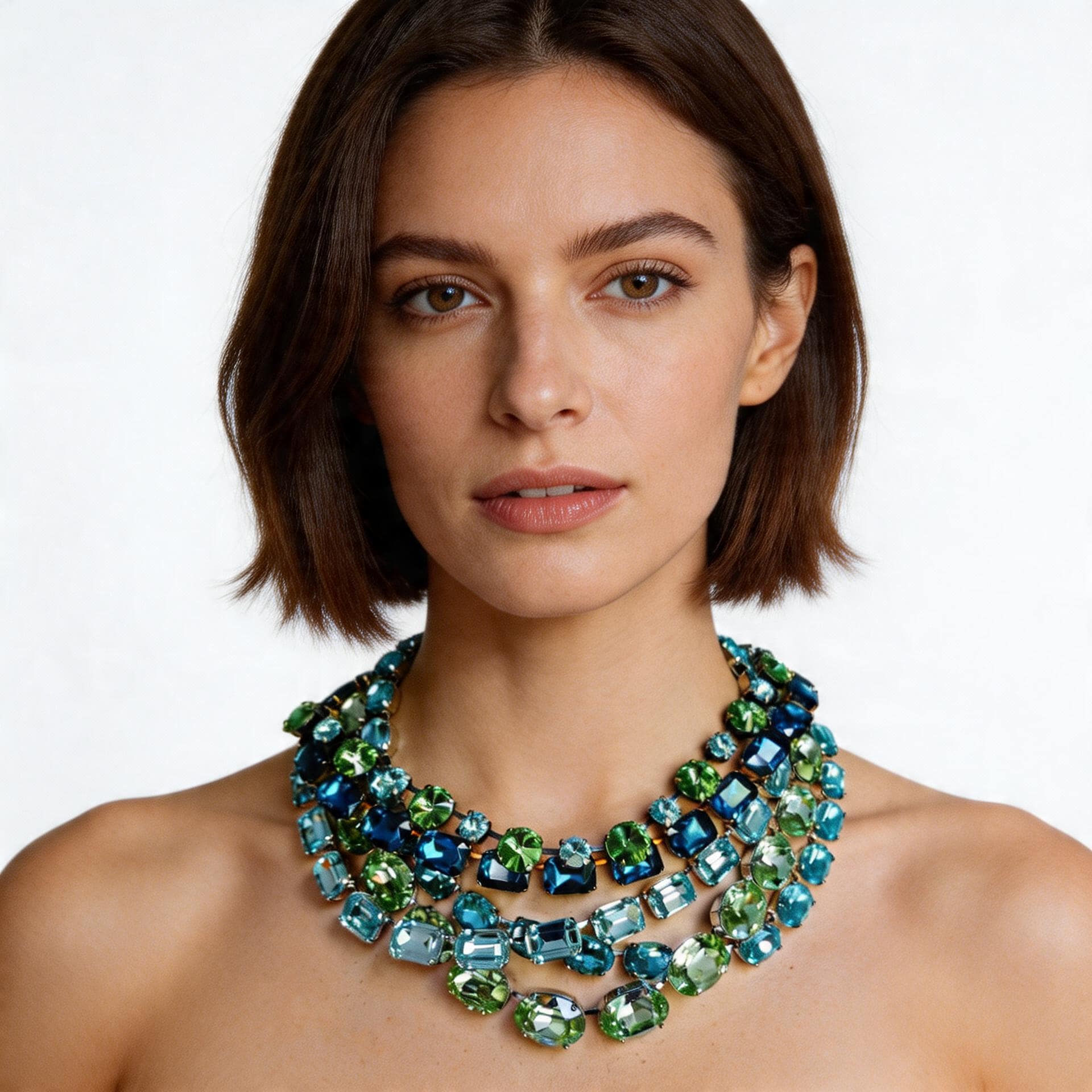 Austrian Crystal Statement Necklace: Aquamarine, Sapphire
