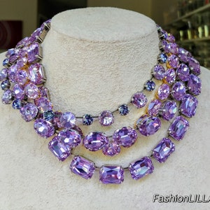 Swarovski Crystal Riviere Necklace: Lavender Violet Georgian Paste