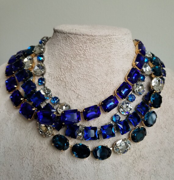 Royal blue on sale statement necklace