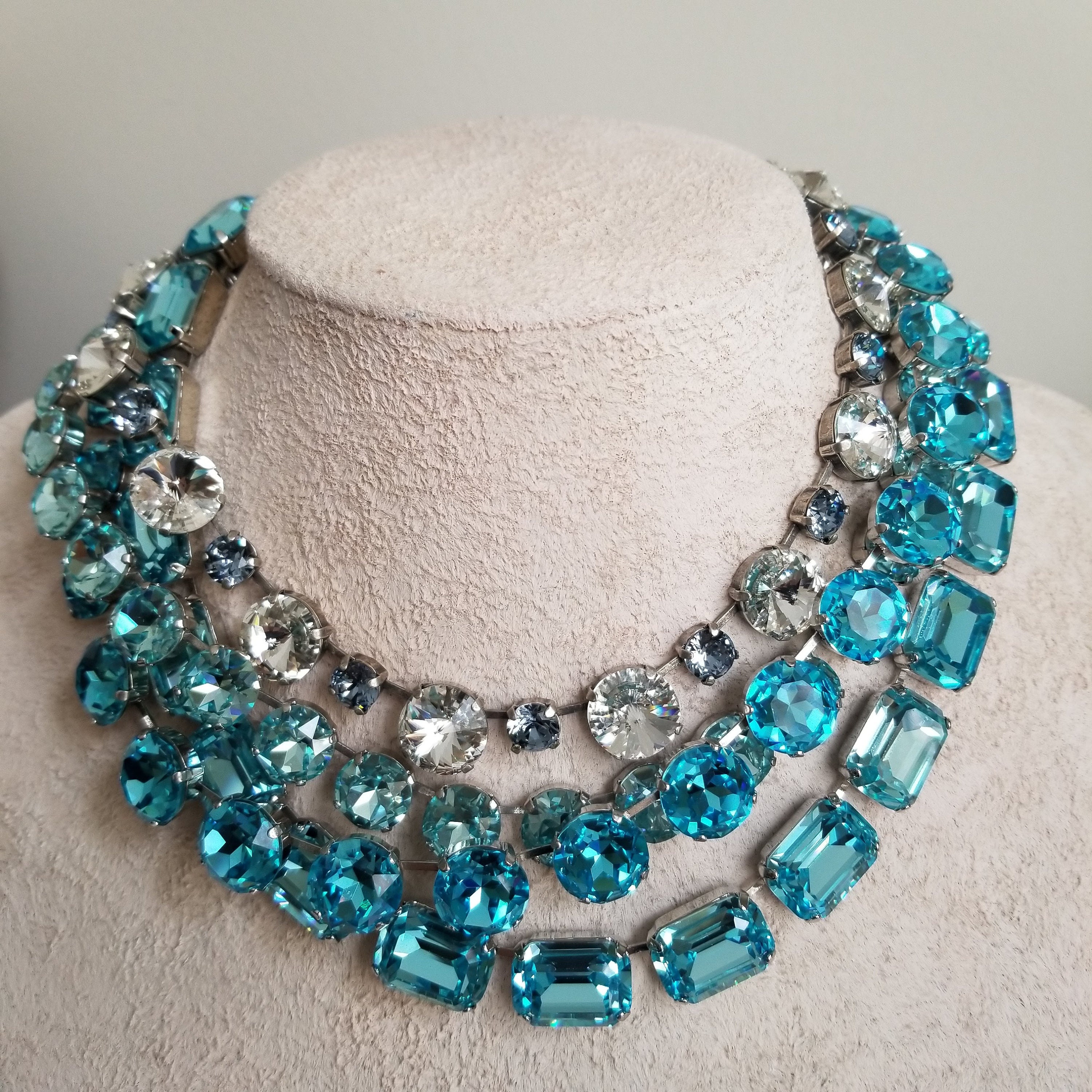 Collana acquamarina argento azzurro trasparente Gioielli Collane Collane con cristalli 