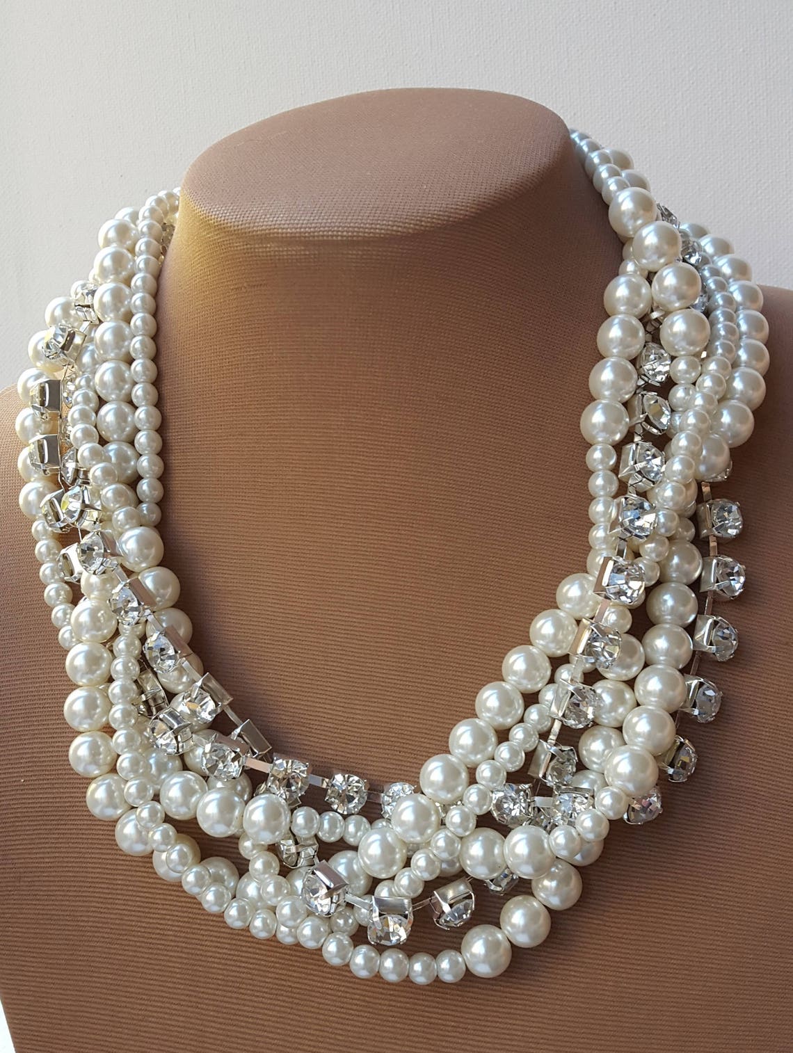 Chunky twisted pearl necklaceBridal pearl necklace pearl and | Etsy