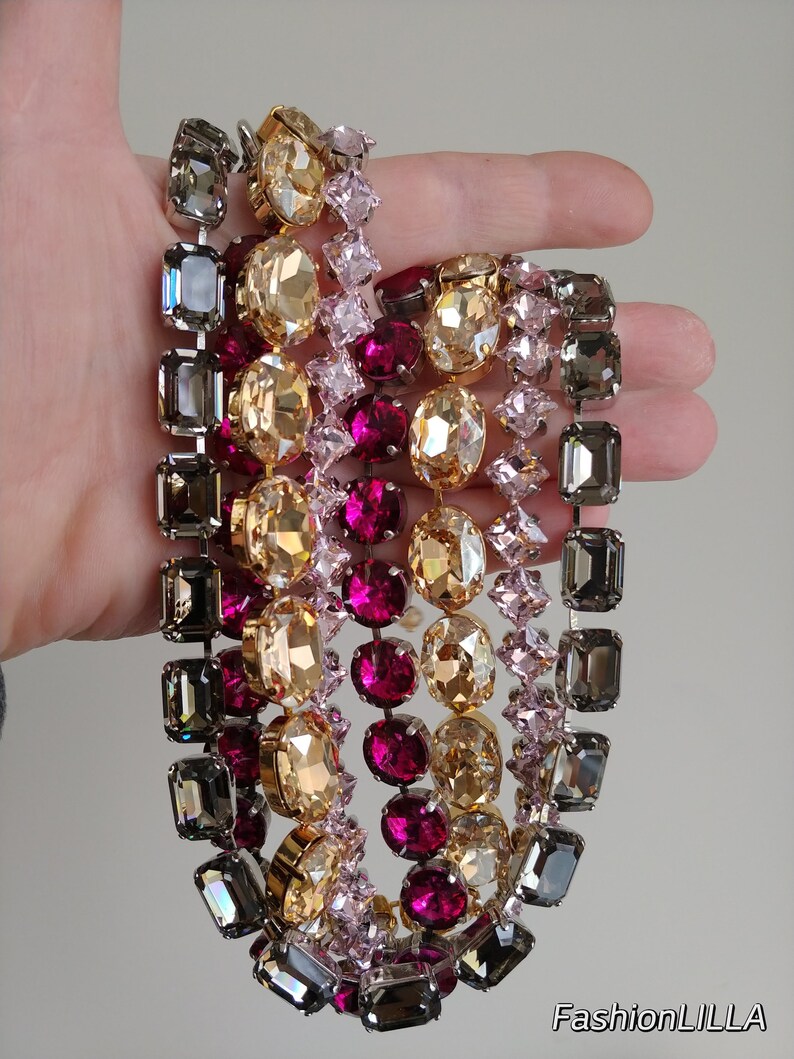 Anna Wintour Necklace Austrian Champagne Crystal Necklace Etsy Canada