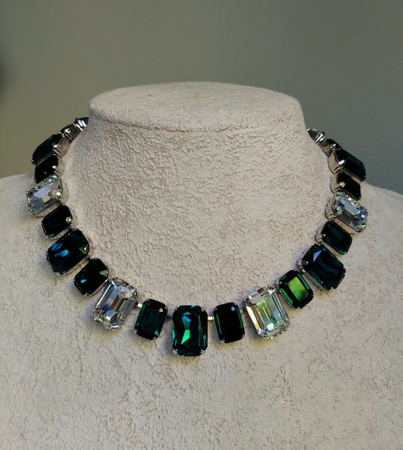 Cabochon Emerald Statement Necklace Set - Gleam Jewels
