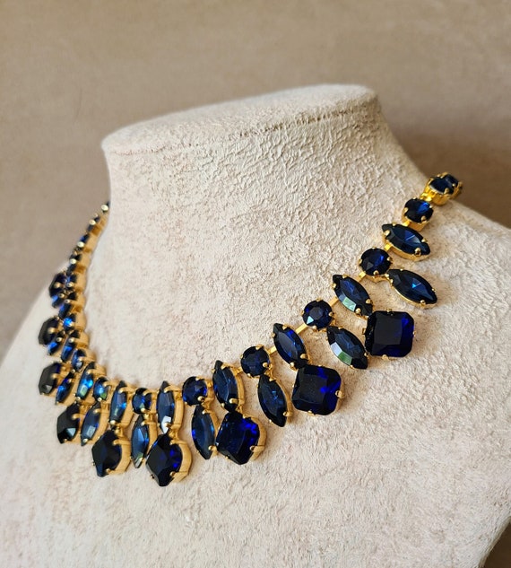 Montana Sapphire and Gold Statement Necklace Mother of Bride