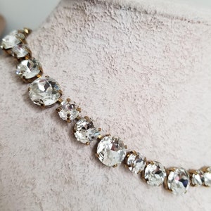 Old mine cut diamond riviere gold, Georgian Paste, anna wintour necklace, rose cut statement necklace, vintage look jewelry, glam necklace image 2