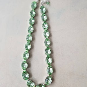 anna wintour necklace, Aquamarine riviere, crystolite green statement collet, sapphire layering Austrian crystal necklace, Georgian paste oval green