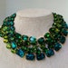 Austrian crystal necklace,Anna Wintour necklace,old mine cut emerald riviere,peridot cushion cut collet,Georgian Paste,oval green necklace