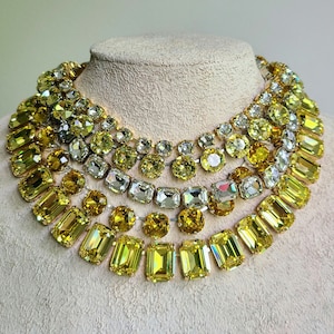 Topaz Austrian Crystal Statement Necklace: Georgian Paste Riviere Style