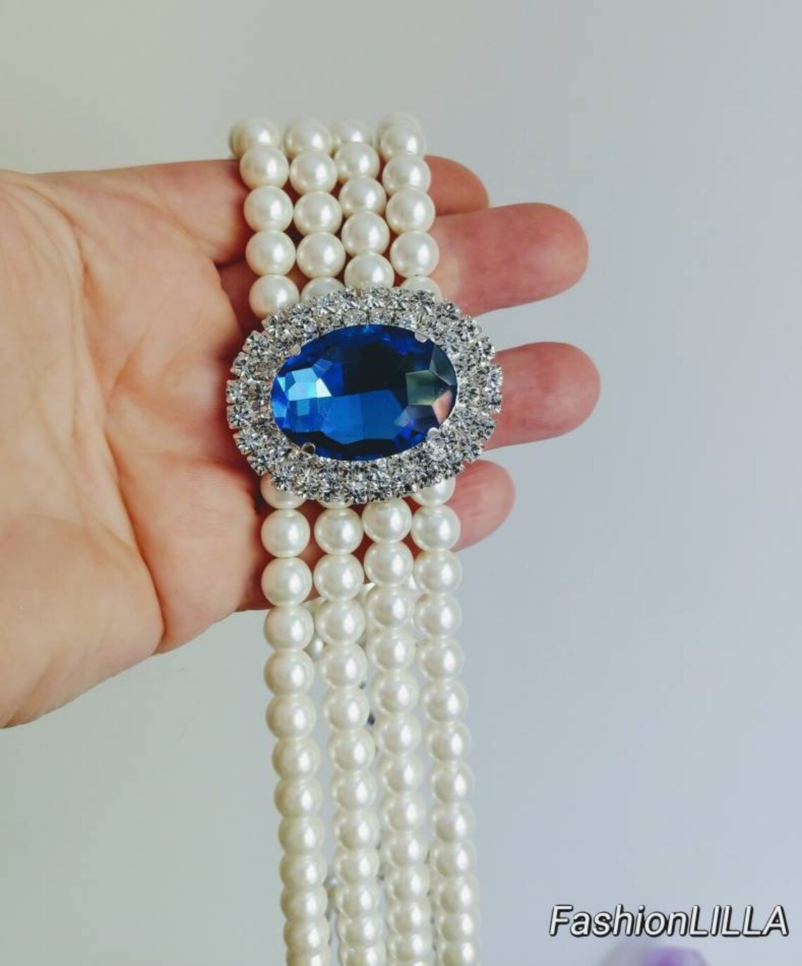 Sapphire brooch pearl chokerpearl choker neckace with Etsy