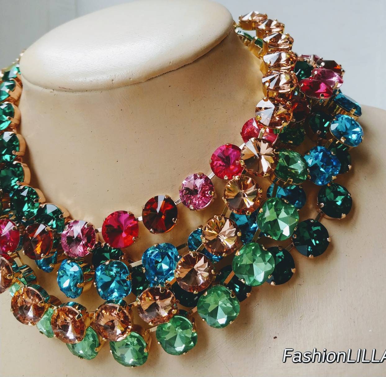 Anna wintour necklacerivoli necklacecolorful crystal | Etsy