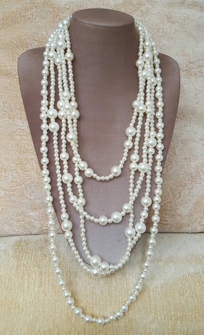Long multistrand pearl necklace 2017 necklace trend 34 inch | Etsy