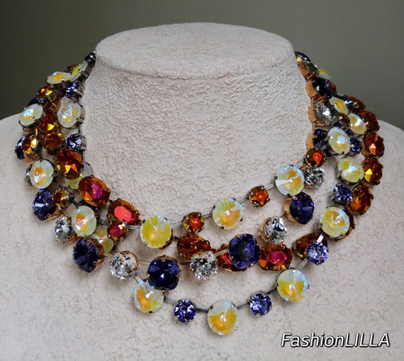 Anna Wintour Necklace Austrian Crystal Riviere Brandy Copper